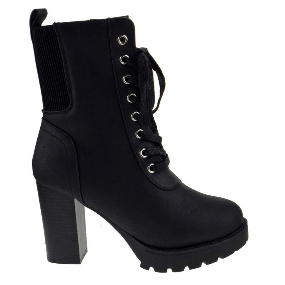Black Platform Lace Up Booties